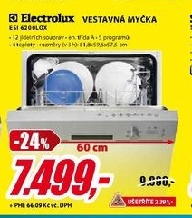 vestavná myčka nádobí ELECTROLUX ESI 6200 LOX