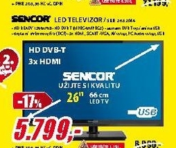 televizor HD SENCOR LED 66cm