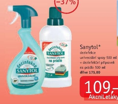 Sanytol, dezinfekce univerzální spray a dezinfekční přípravek na prádlo