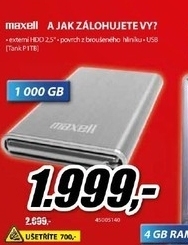 externí disk MAXELL 1000 GB