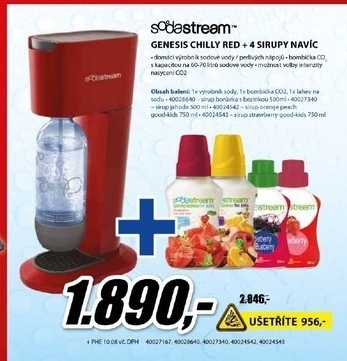SODASTREAM Genesis Chilly RED  4 sirupy