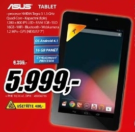 dotykový  tablet ASUS paměť 16 GB