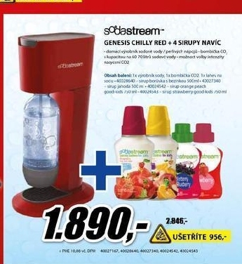 SODASTREAM  GENESIS CHLILI RED a 4 sirupy
