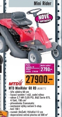 Mini Rider MTD 60RD ,trávní sekačka 