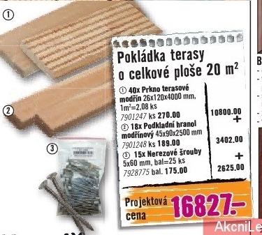 pokládka 20 m2 prkenné terasy