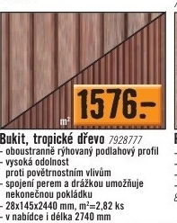 Bukit, tropické dřevo oboustranně rýhované