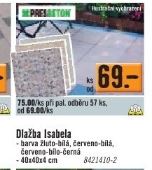 venkovní dlažba Isabela 40x40x4cm červeno-bílo-černá