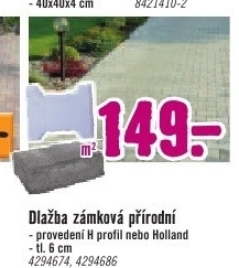 zámková dlažba přírodní H nebo Holand 6cm
