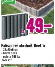 palisádový obrubníky Beetfix 33x25x6xm