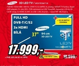 televizor FULL HD SAMSUNG 3D se satelitním tunerem