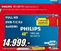 televizor 3D FULL HD PHILIPS se satelitním tunerem