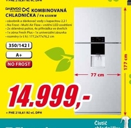 velká kombinovaná chladnička DAEWOO