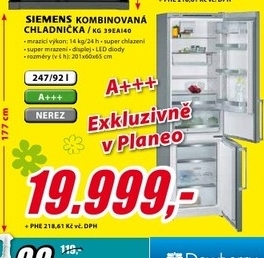 kombinovaná chladnička SIEMENS, nerez 