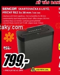 skartovačka SENCOR na 6 listů