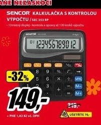 kalkulačka SENCOR s kontrolou výpočtu
