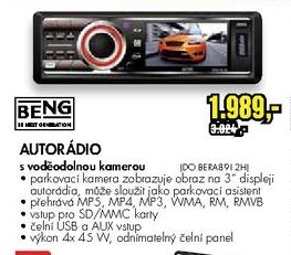 autorádio BENG s vodotěsnou kamerou