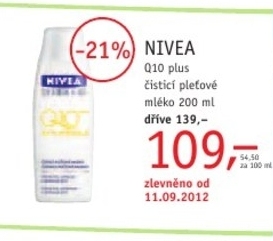 Nivea Q10 plus, čistící pleťové mléko