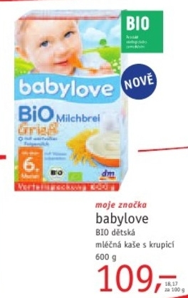 Babylove, BIO dětská mléčná kaše s krupicí