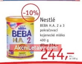 Nestlé BEBA H.A. 2 a 3, pokračovací kojenecké mléko
