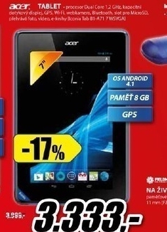 dotykový tablet ACER 8 GB