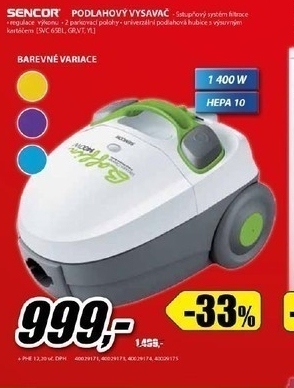 vysavač prachu SENCOR, barevné variace 