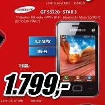 mobilní telefon SAMSUNG STAR3 s WiFi