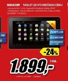 dotykový tablet SENCOR RAM 512 MB LED 7\