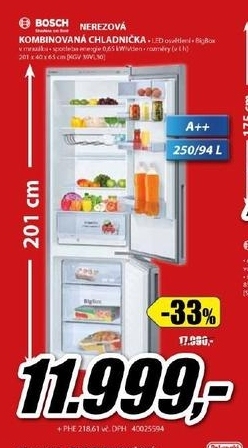 kombinovaná chladnička BOSCH 250/94 litrů
