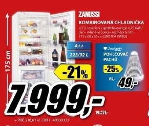 kombinovaná chladnička ZANUSSI 223/92 litrů