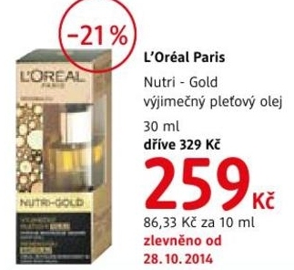 L´Oréal Paris Nutri Gold, výjimečný pleťový olej
