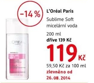 L´Oréal Paris Sublime Soft, micelární voda