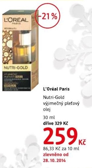 L´Oréal Paris Nutri Gold, výjimečný pleťový olej