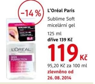 L´Oréal Paris Sublime Soft, micelární gel