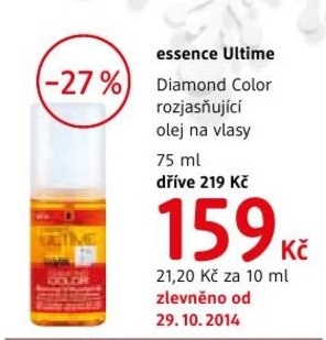 Essence Ultime Diamond Color, rozjasňující olej na vlasy