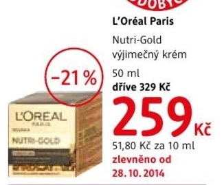 L´ Oréal Paris Nutri Gold, výjímečný krém