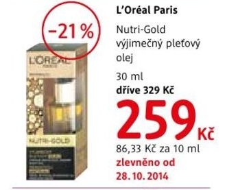 L´Oréal Paris Nutri Gold, výjimečný pleťový olej