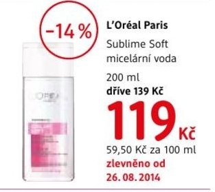 L´Oréal Paris Sublime Soft, micelární voda