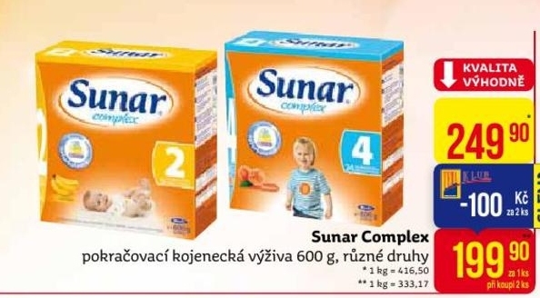 Sunar Complex, dětská výživa