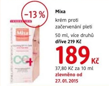 Mixa, krém proti začervenání pleti