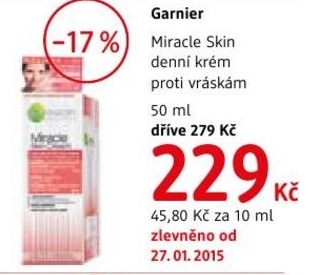 Garnier Miracle Skin, denní krém proti vráskám