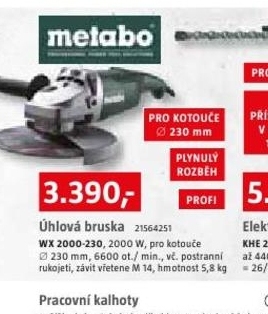 úhlová bruska metabo