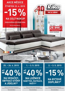 akční leták Kika nábytek 20.4.2015-3.5.2015