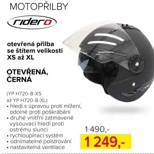 ridero otevřená přilba se štítem