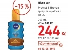 Sprej intenzivni na opalovani protect bronze nivea