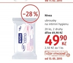 Ubrousky pro intimni hygienu intimo nivea