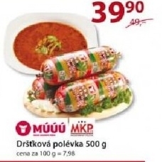 Polevka drstkova pisecka maso uzeniny pisek