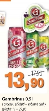 Pivo ochucene gambrinus