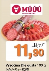 Salam vysocina dle gusta maso uzeniny pisek