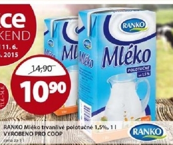 Mleko trvanlive ranko polotucne 1 5