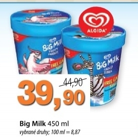 Zmrzlina v kelimku big milk algida